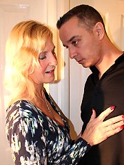 Guy fucks older blonde from behind after hot blowjob