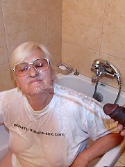 Granny loves a black mans pee in her face
