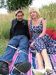 Naughty british housewife amy fucking in an open field