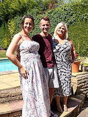 Two curvy mature ladies seduce a naughty toyboy