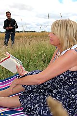 Naughty british housewife amy fucking in an open field