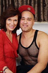 Horny cougar sucking a big hard cock