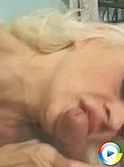 Blonde granny licks and sucks gargantuan cock