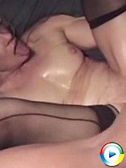 Blonde granny in stockings getting wet and hard sex pounding thrill