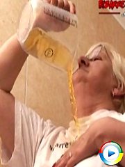 See granny enjoy a black mans ass and her own pee